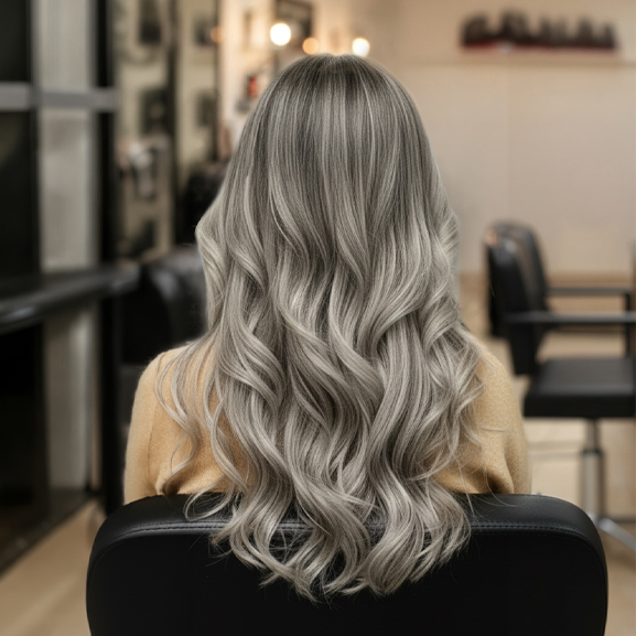 Blonde Balayage in der Rückansicht
